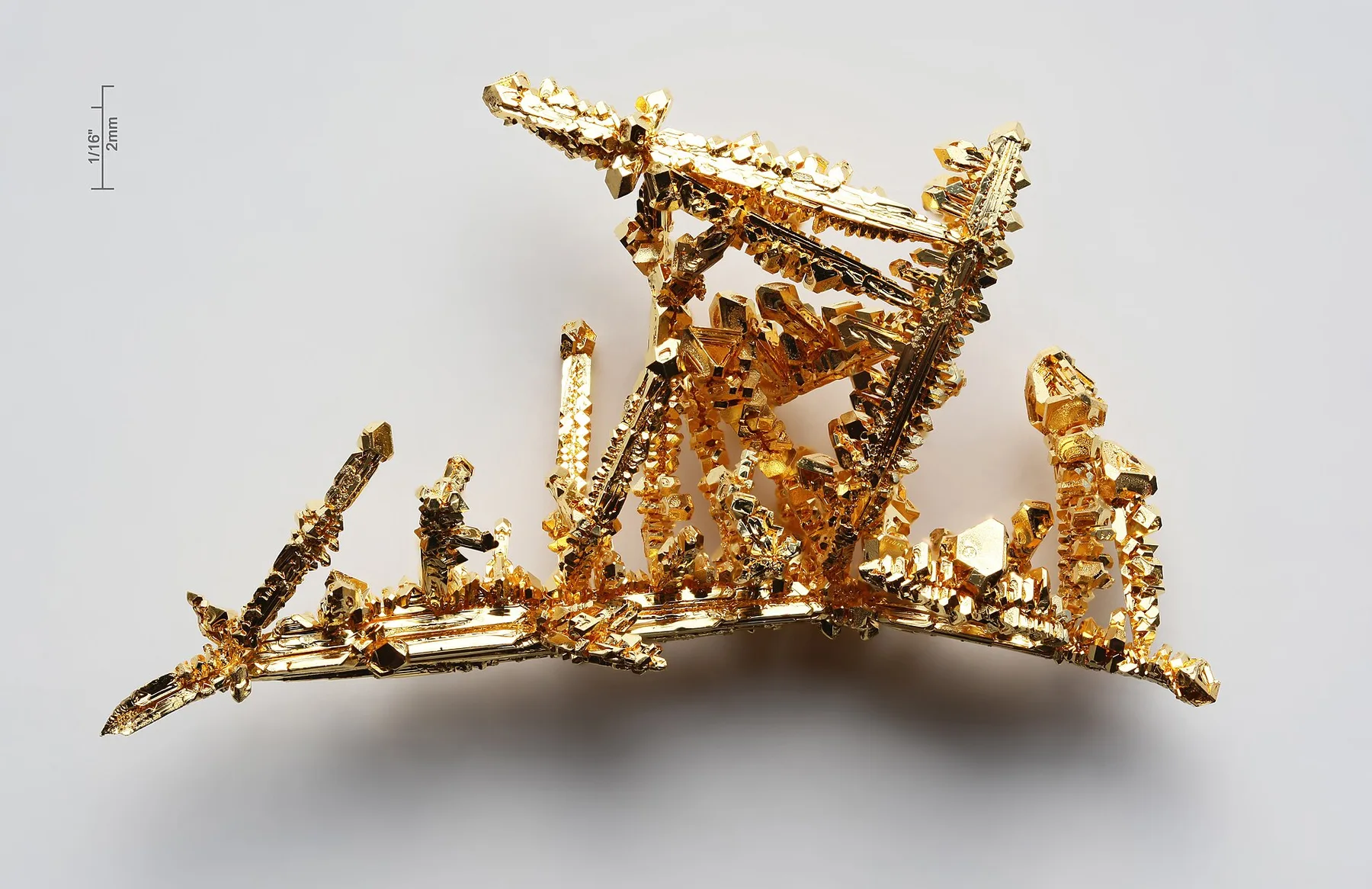 Gold jewellery on display at a shop counter